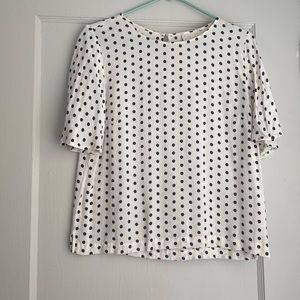 A New Day | cream with black polka dots short sleeve blouse